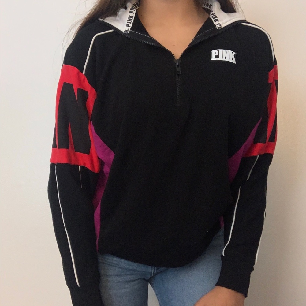 PINK VS crew neck hoodie with zipper